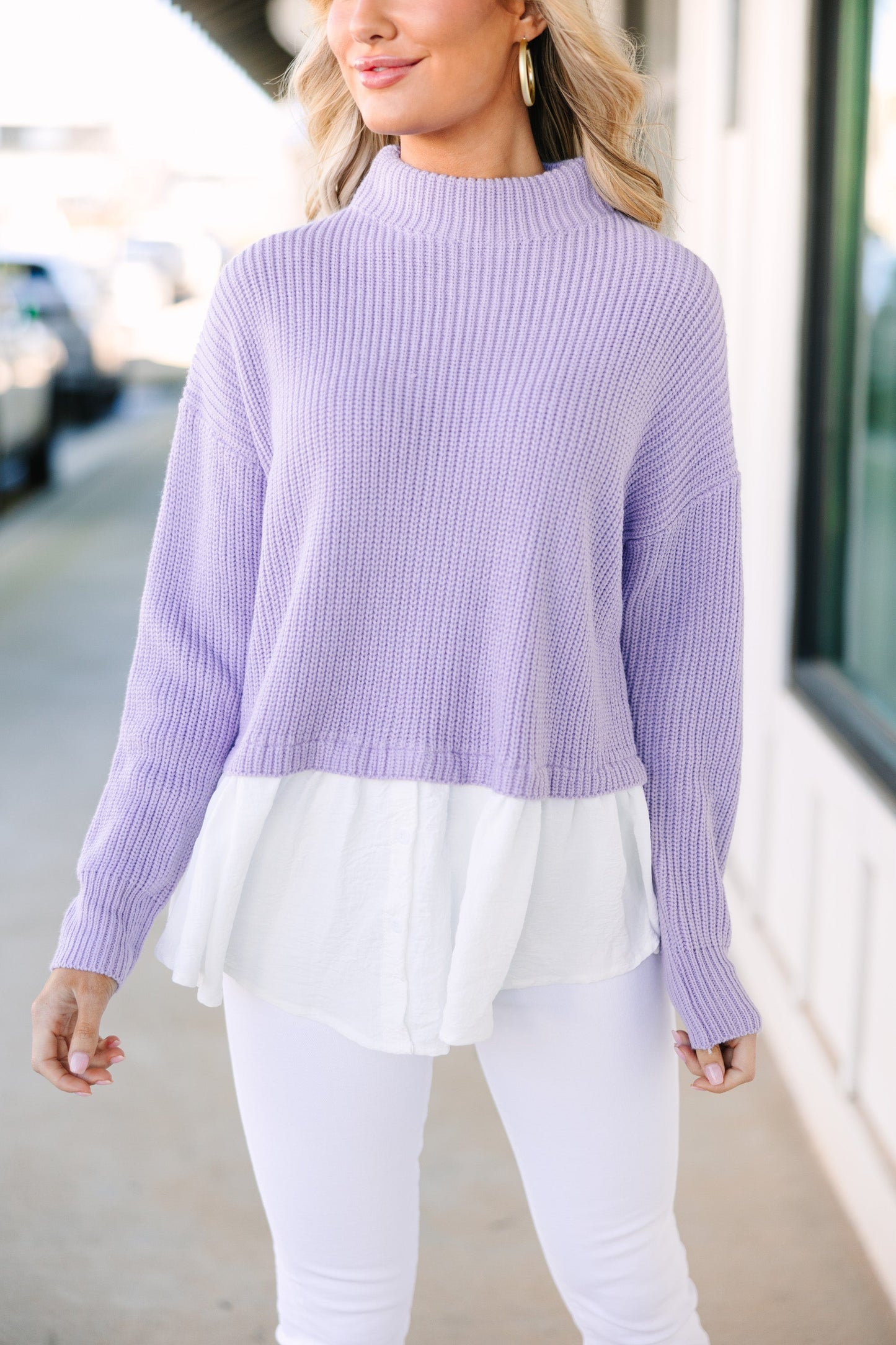 Focus On You Lavender Purple Layered Sweater