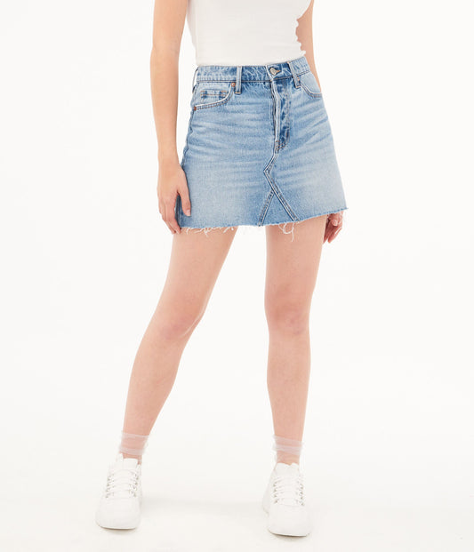 Aeropostale Womens Real Denim High-Rise Mini Skirt