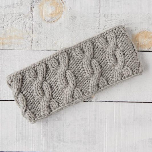 Chunky Cable Knit Headband (Light Grey)