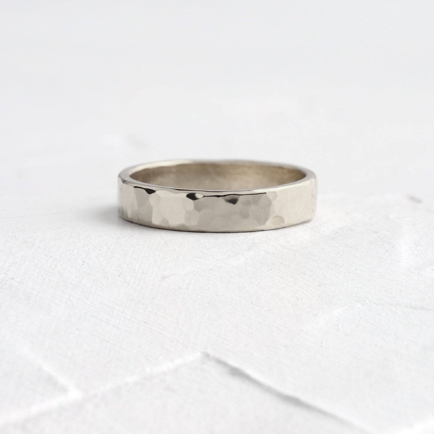 Hammered Band, 4mm, Size 3.5 - In Stock