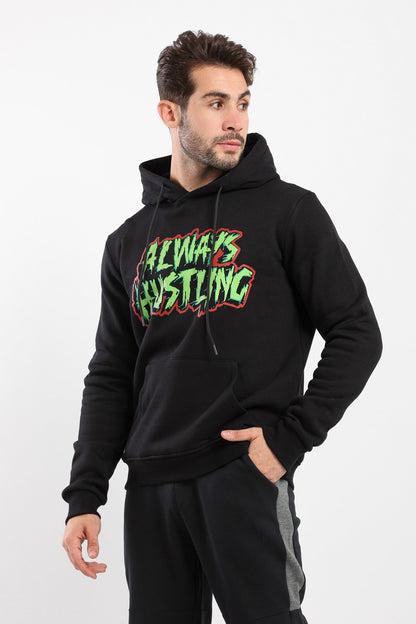 Hooded Sweatshirt - "Always Hustling" Print