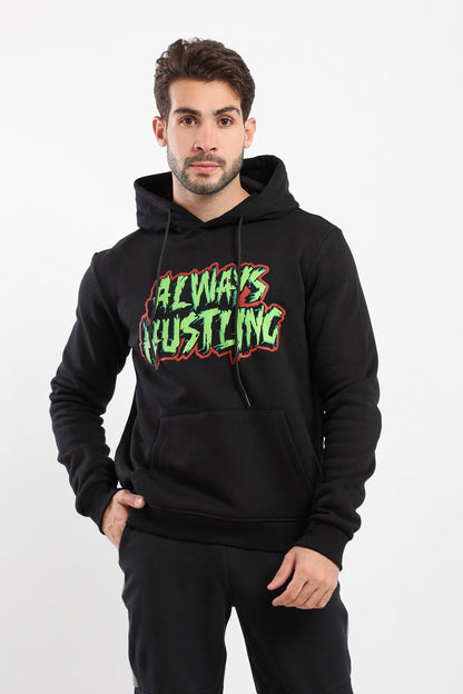 Hooded Sweatshirt - "Always Hustling" Print