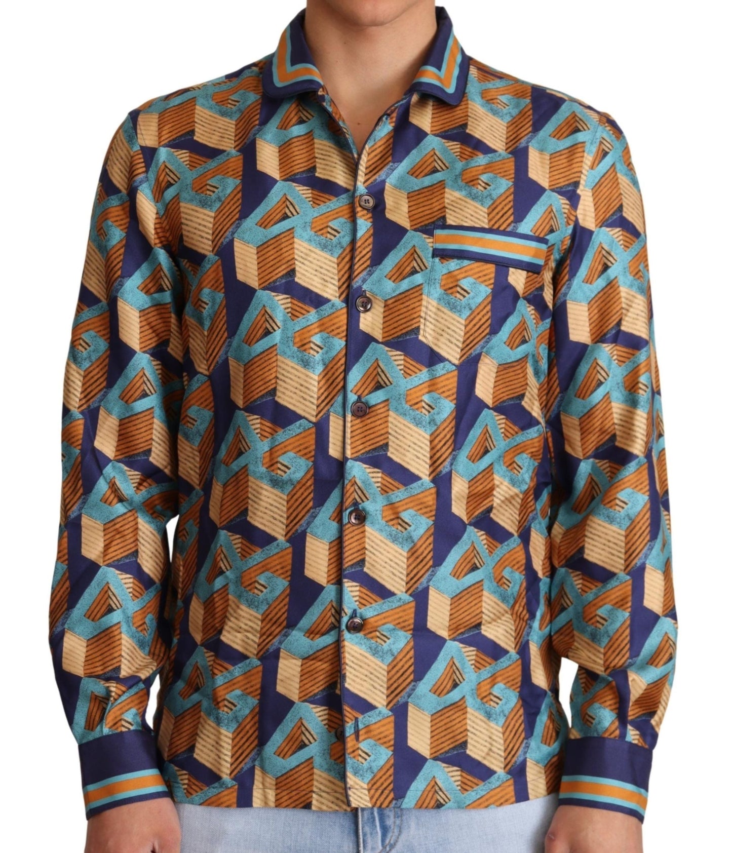 Dolce & Gabbana Elegant Silk Casual Shirt with DG Men's Logo