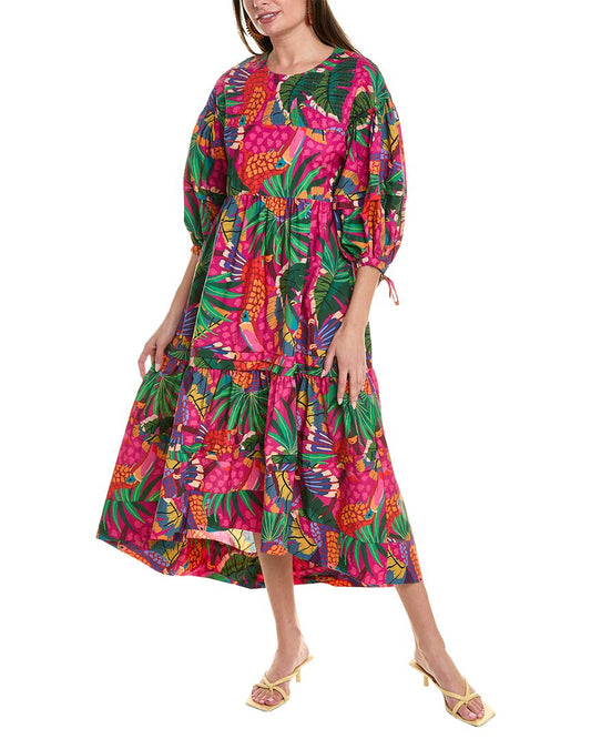 FARM Rio Painted Toucans Midi Dress