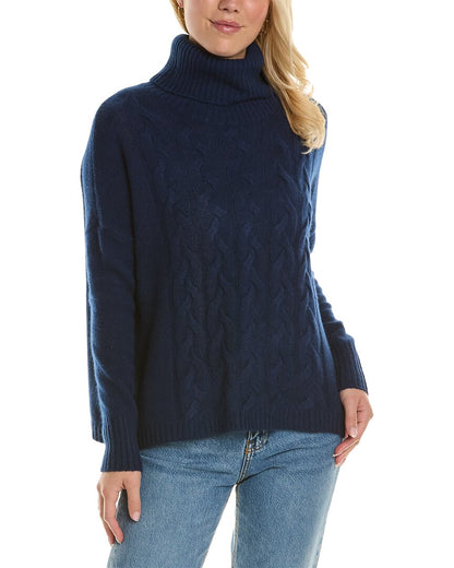 Forte Cashmere Easy Cable Cashmere Popover Sweater