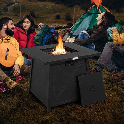 50,000 BTU Black Steel Square Portable LP Gas Propane Fire Pit Table