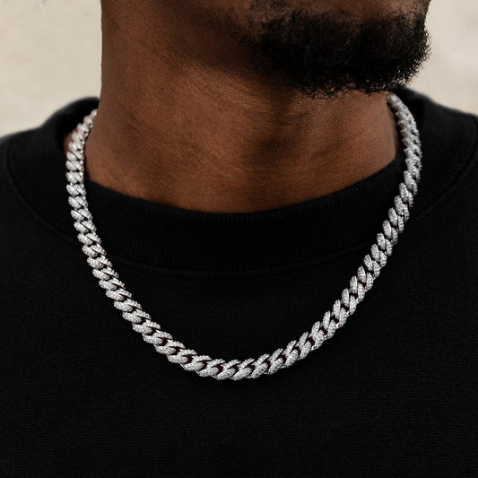 Diamond Cuban Chain in White Gold - 8.5mm