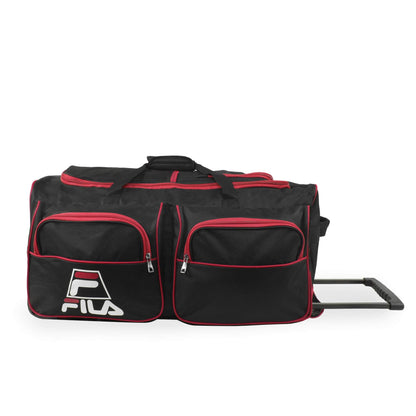 Fila 30" 8-Pocket Rolling Duffel, Black/Red, One Size