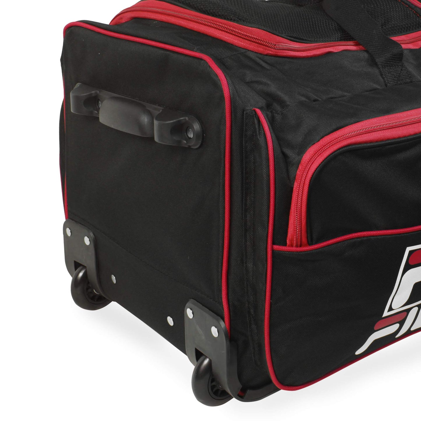 Fila 30" 8-Pocket Rolling Duffel, Black/Red, One Size