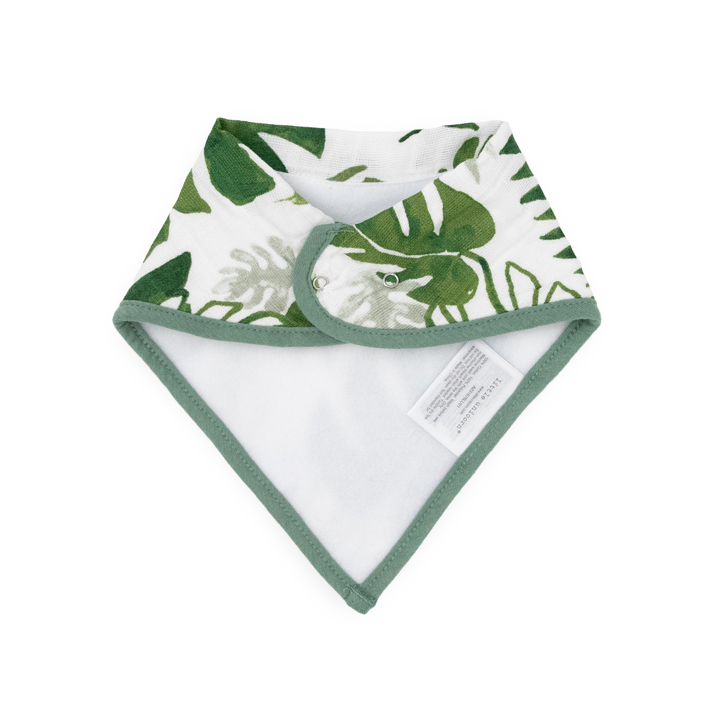 Cotton Muslin + Fleece Bandana Bib 4 Pack - Tropical Leaf