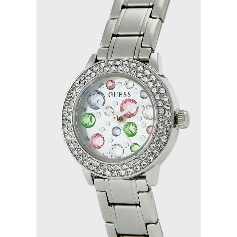 GUESS SILVER TONE CASE STAINLESS STEEL RHINESTONE GW0028L1 WOMEN'S  WATCH