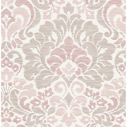 Garden of Eden Damask Wallpaper in Pink from the Celadon Collection