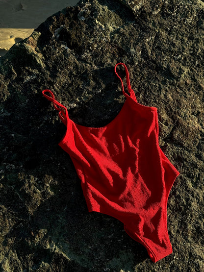 Essential Rib Minimal One Piece Cherry