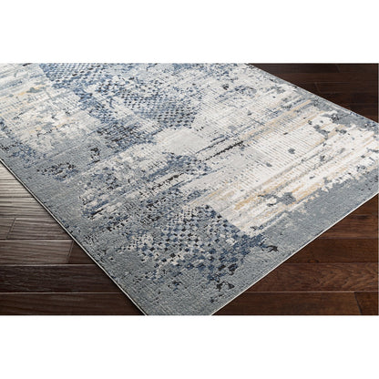 Jolie Rug in Medium Gray, Tan, Light Gray, Ivory, Charcoal, Dark Blue, Black