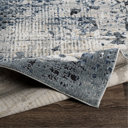 Jolie Rug in Medium Gray, Tan, Light Gray, Ivory, Charcoal, Dark Blue, Black