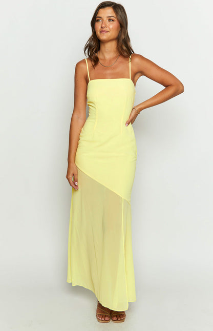 Karmic Yellow Chiffon Maxi Dress