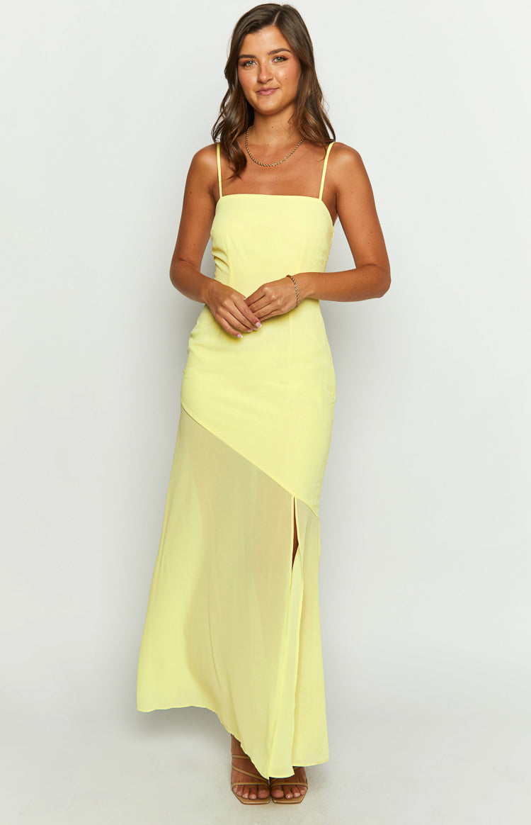 Karmic Yellow Chiffon Maxi Dress