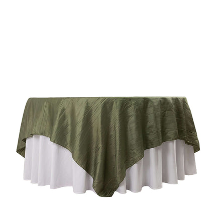 Dusty Sage Green Accordion Crinkle Taffeta Square Table Overlay 90"x90"