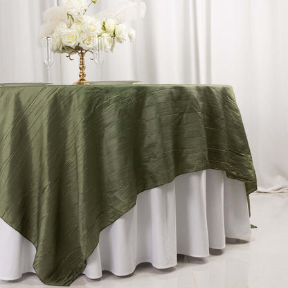 Dusty Sage Green Accordion Crinkle Taffeta Square Table Overlay 90"x90"