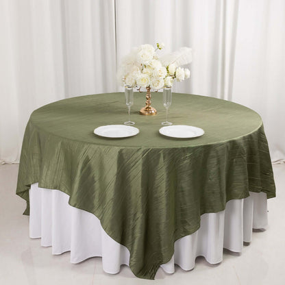 Dusty Sage Green Accordion Crinkle Taffeta Square Table Overlay 90"x90"