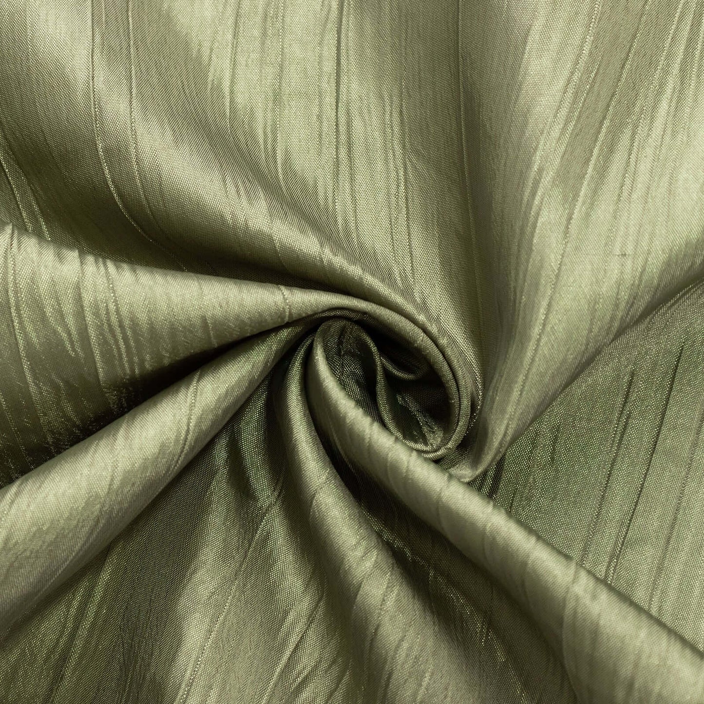 Dusty Sage Green Accordion Crinkle Taffeta Square Table Overlay 90"x90"