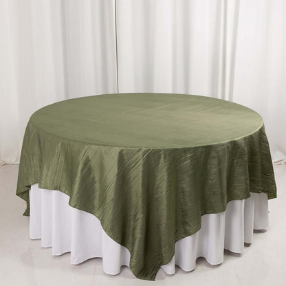 Dusty Sage Green Accordion Crinkle Taffeta Square Table Overlay 90"x90"