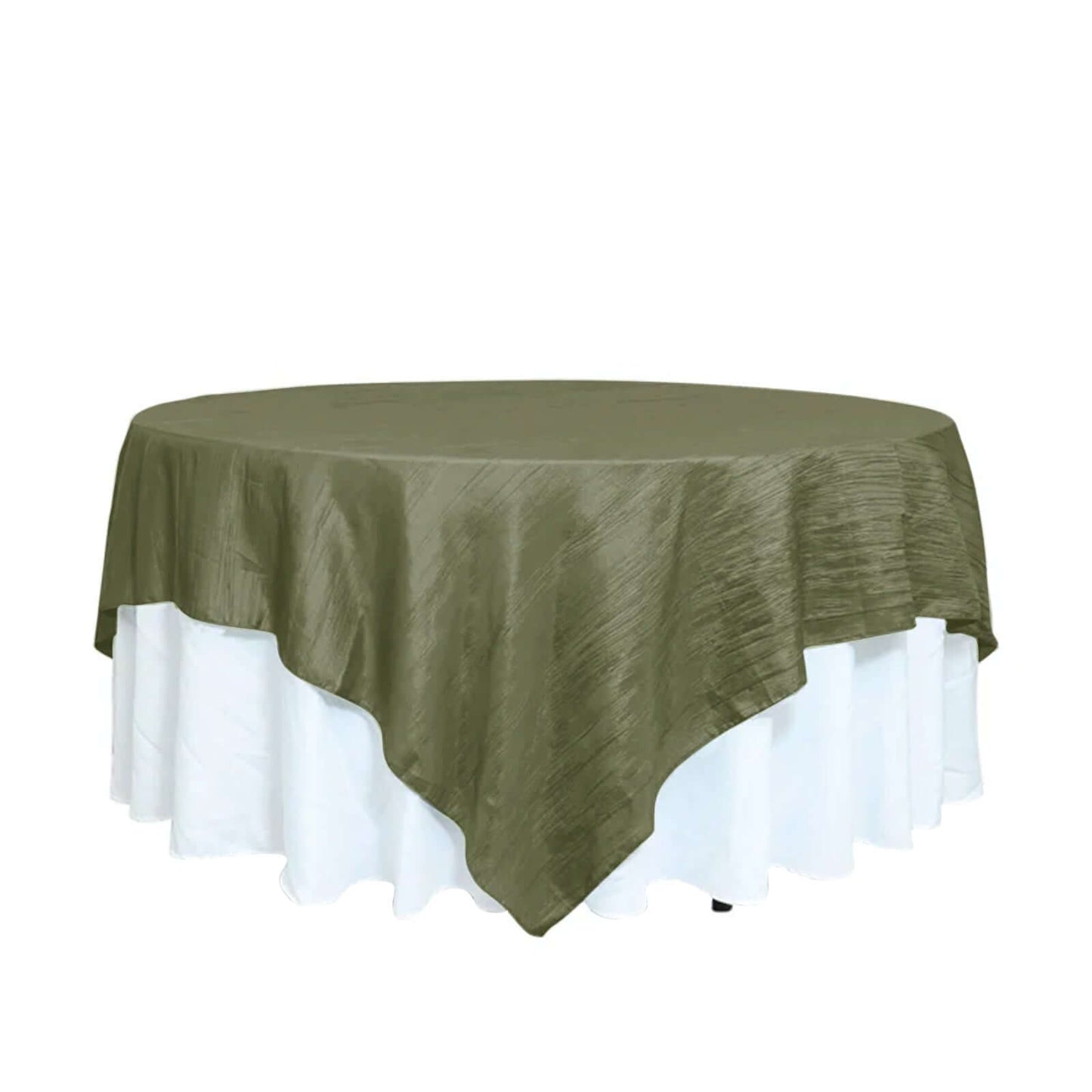 Dusty Sage Green Accordion Crinkle Taffeta Square Table Overlay 90"x90"