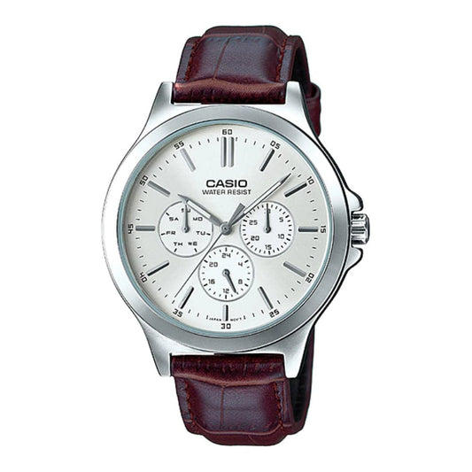 CASIO ANALOG MTP-V300L-7AUDF BROWN LEATHER MEN WATCH