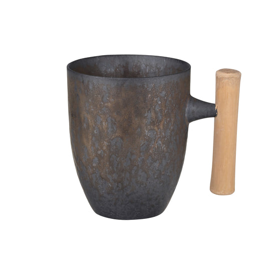 Iron Glaze Wooden Handle Mug-Retro (340ml)