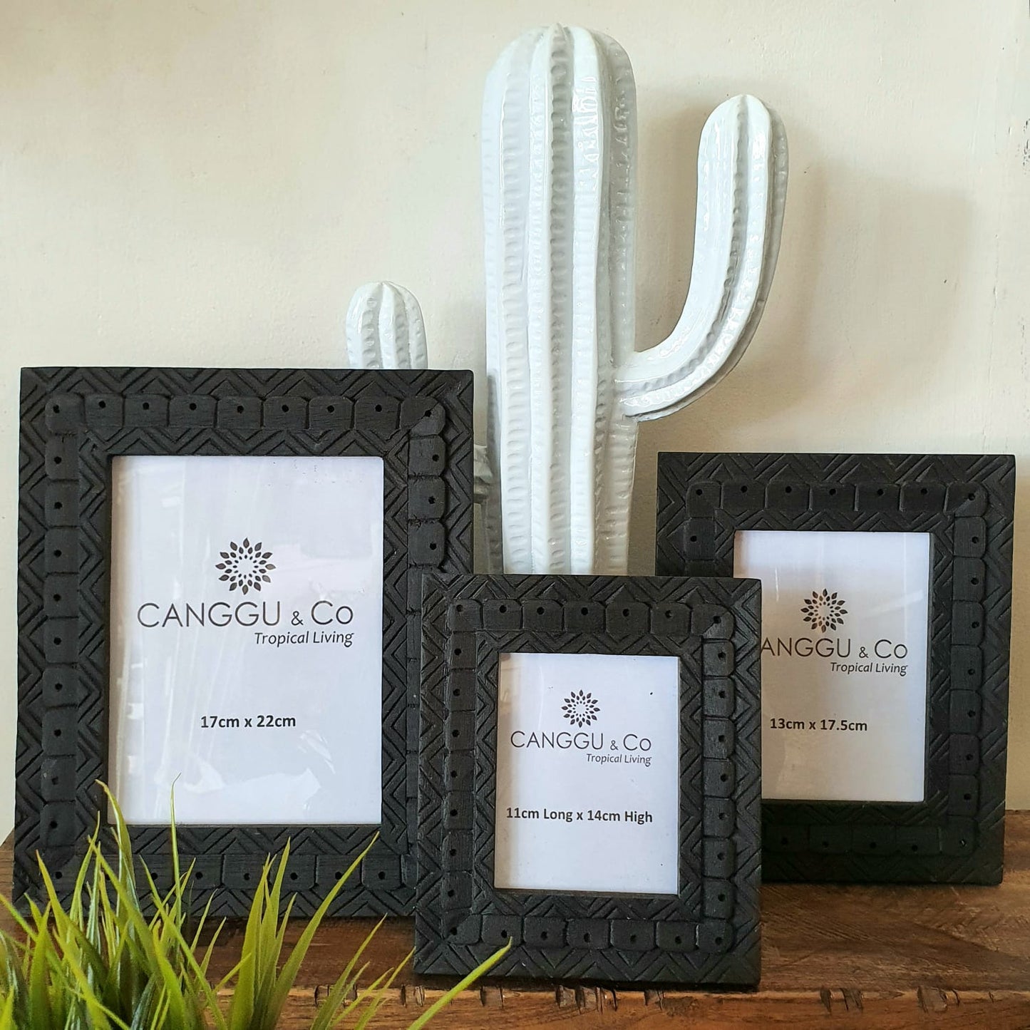 Black Carved Wooden Photo Frame Set