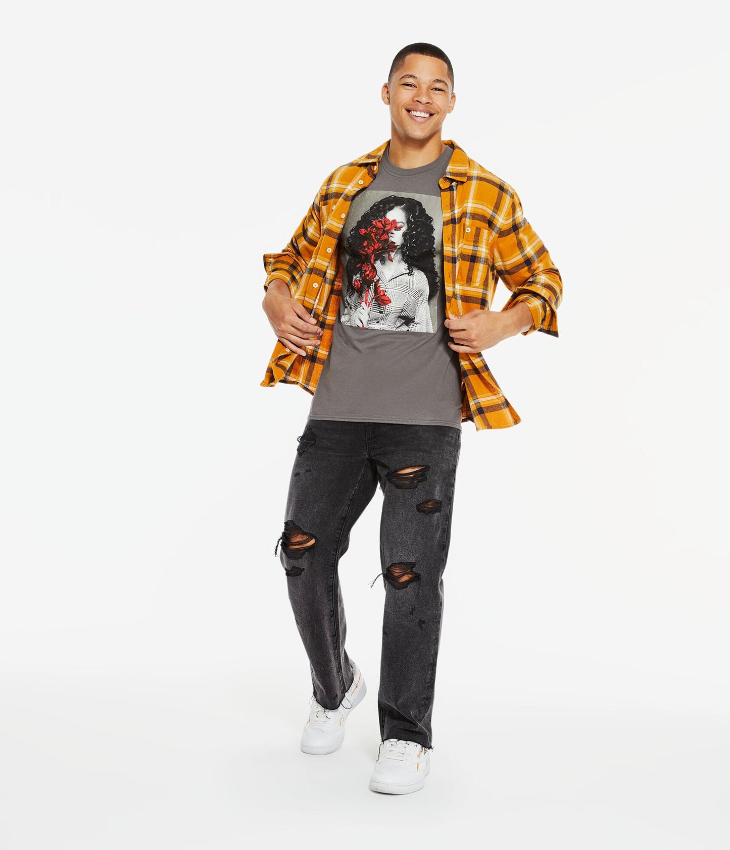 Aeropostale Men's H.E.R. Flowers Graphic Tee