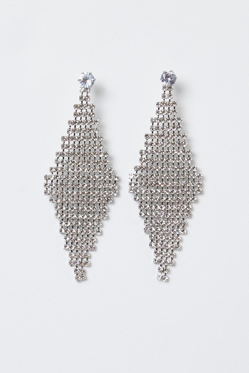 Grey Diamond Drop Earrings