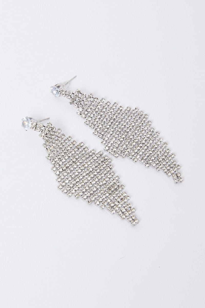 Grey Diamond Drop Earrings