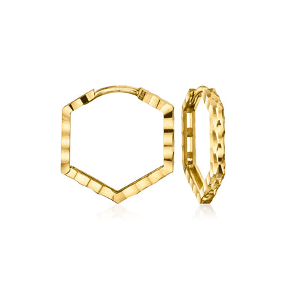 Canaria Italian 10kt Yellow Gold Diamond-Cut Huggie Hoop Earrings