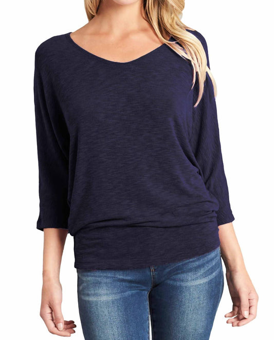 3/4 Sleeve Dolman Top In Ink