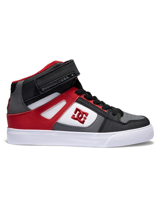 DC PURE HIGH TOP EV KIDS WHITE GREY RED