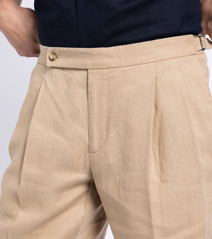 Incotex Linen Pleated Shorts: Tan