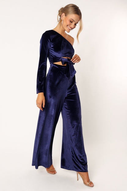 Avery Velvet Jumpsuit - Sapphire