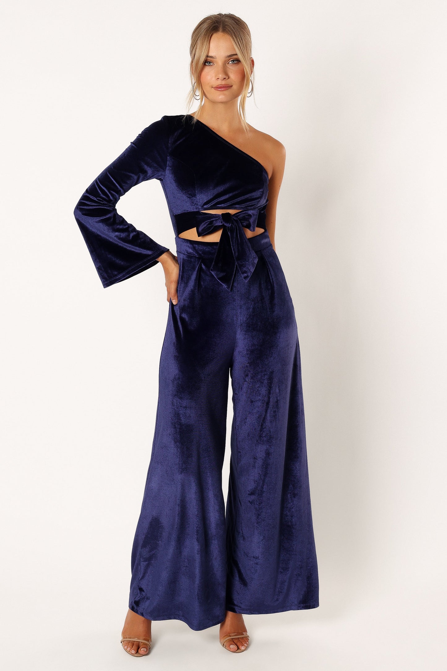 Avery Velvet Jumpsuit - Sapphire