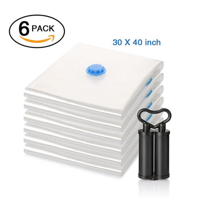 Cozzine 6Pcs Vacuum Bag With Pump Clothe Storage Bag Luggage Travel Bags Space Saver Bag Save