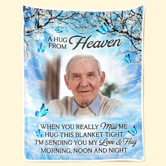 Custom Photo Kisses From Heaven - Memorial Personalized Custom Blanket - Christmas Gift, Sympathy Gift For Family Members