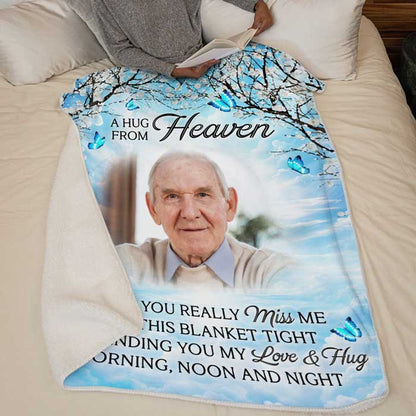 Custom Photo Kisses From Heaven - Memorial Personalized Custom Blanket - Christmas Gift, Sympathy Gift For Family Members